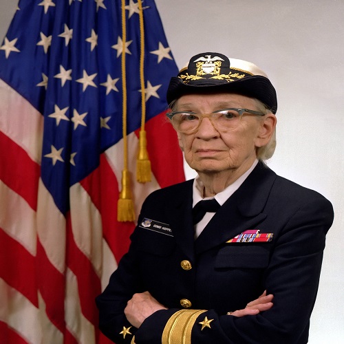 a picture of grace hopper in her uniform.